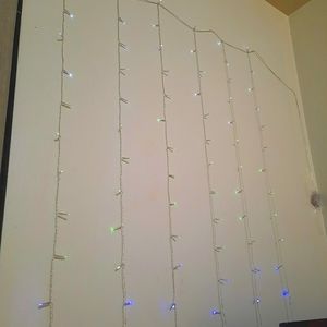 Blue white green curtain lights